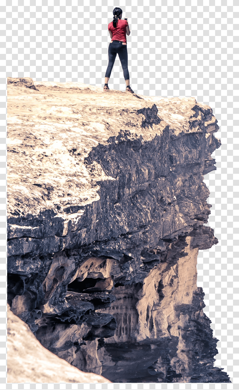 Woman Standing On Mountain Woman Standing On A Mountain, Outdoors, Nature, Person, Cliff Transparent Png