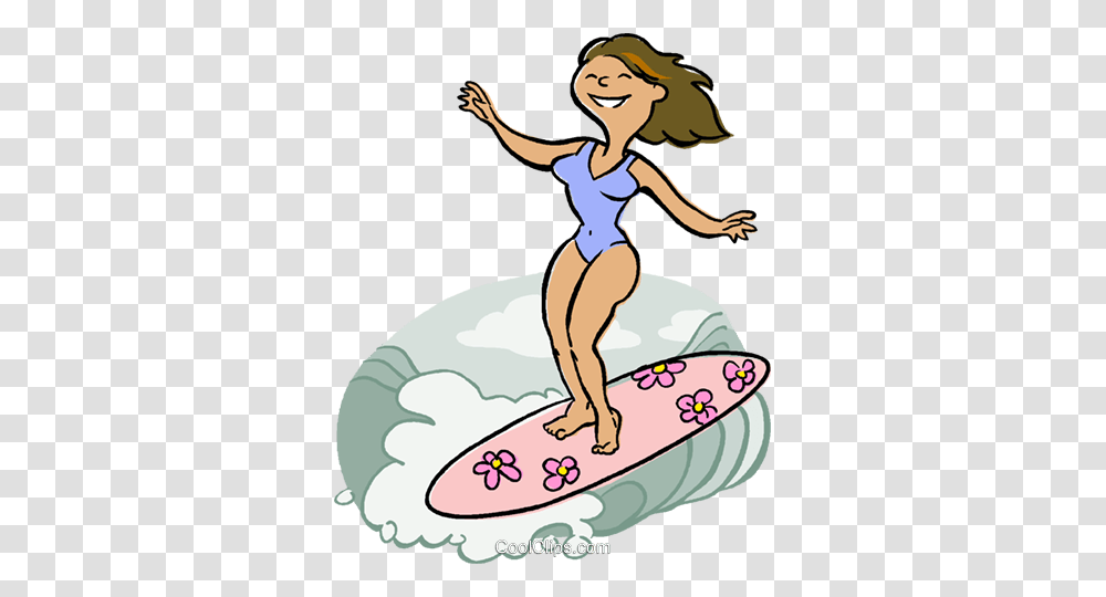 Woman Surfing Royalty Free Vector Clip Art Illustration, Sea, Outdoors, Water, Nature Transparent Png