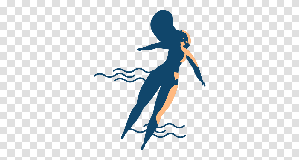 Woman Swimming Wave Glasses Detailed Silhouette Silueta De Mujer Natacion, Animal, Person, Mammal, Graphics Transparent Png