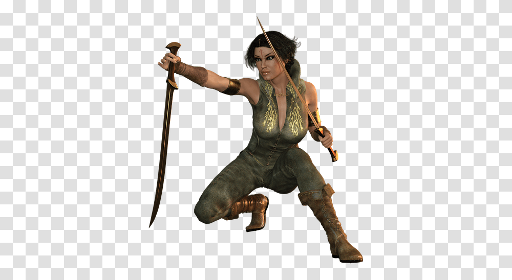 Woman Sword Fight Amazone Warrior Heroine Fantasy Fantasy Woman, Person, Human, Figurine, Leisure Activities Transparent Png