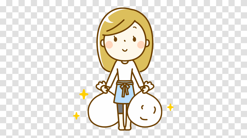 Woman Taking Out The Trash, Kneeling, Drawing Transparent Png