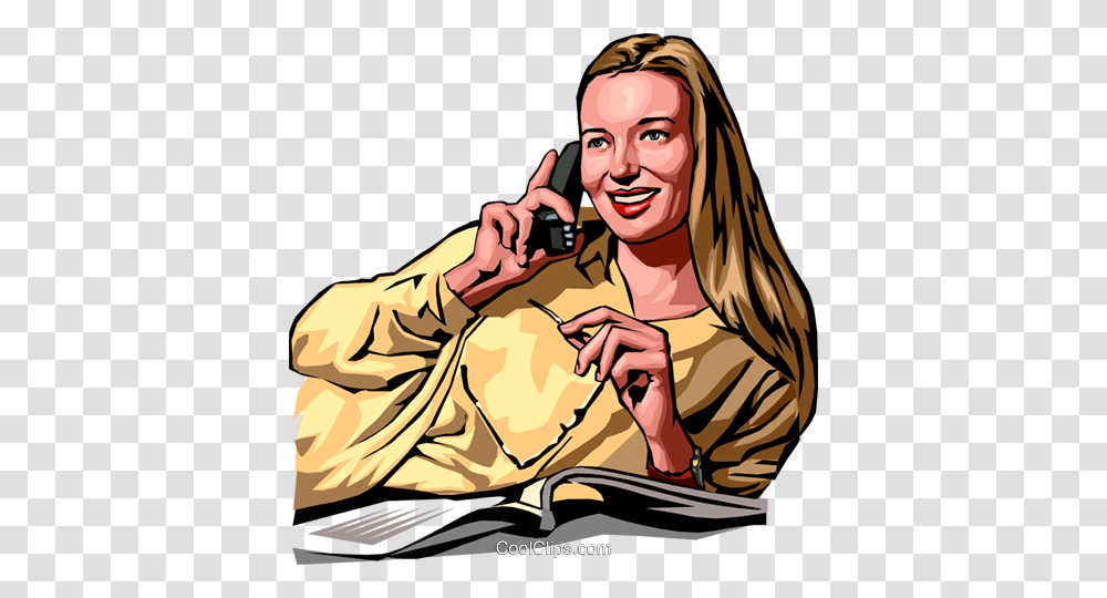 Woman Talking On Phone Royalty Free Vector Clip Art Illustration, Person, Face, Hand, Outdoors Transparent Png