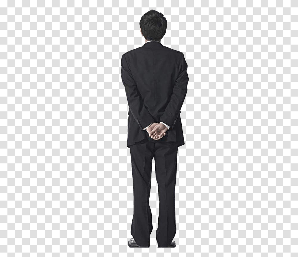 Woman Tencent Qq Back Of Man Standing Background, Suit, Overcoat, Person Transparent Png