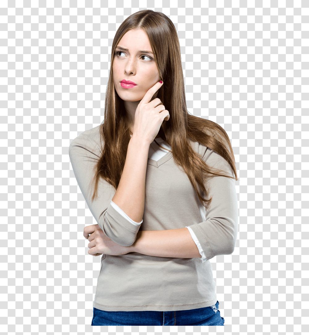Woman Thinking, Person, Face, Female Transparent Png