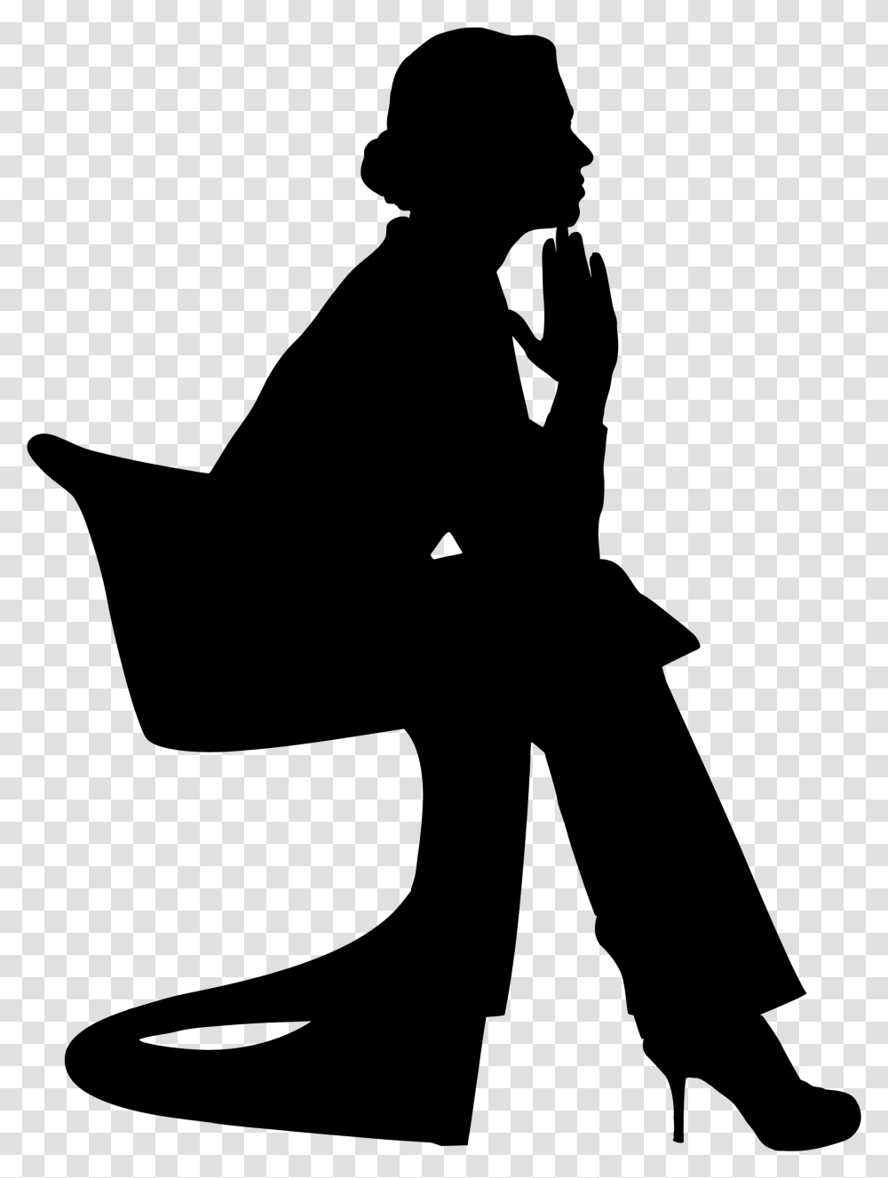 Woman Thinking Silhouette Download Black Woman Thinking Silhouette, Gray Transparent Png