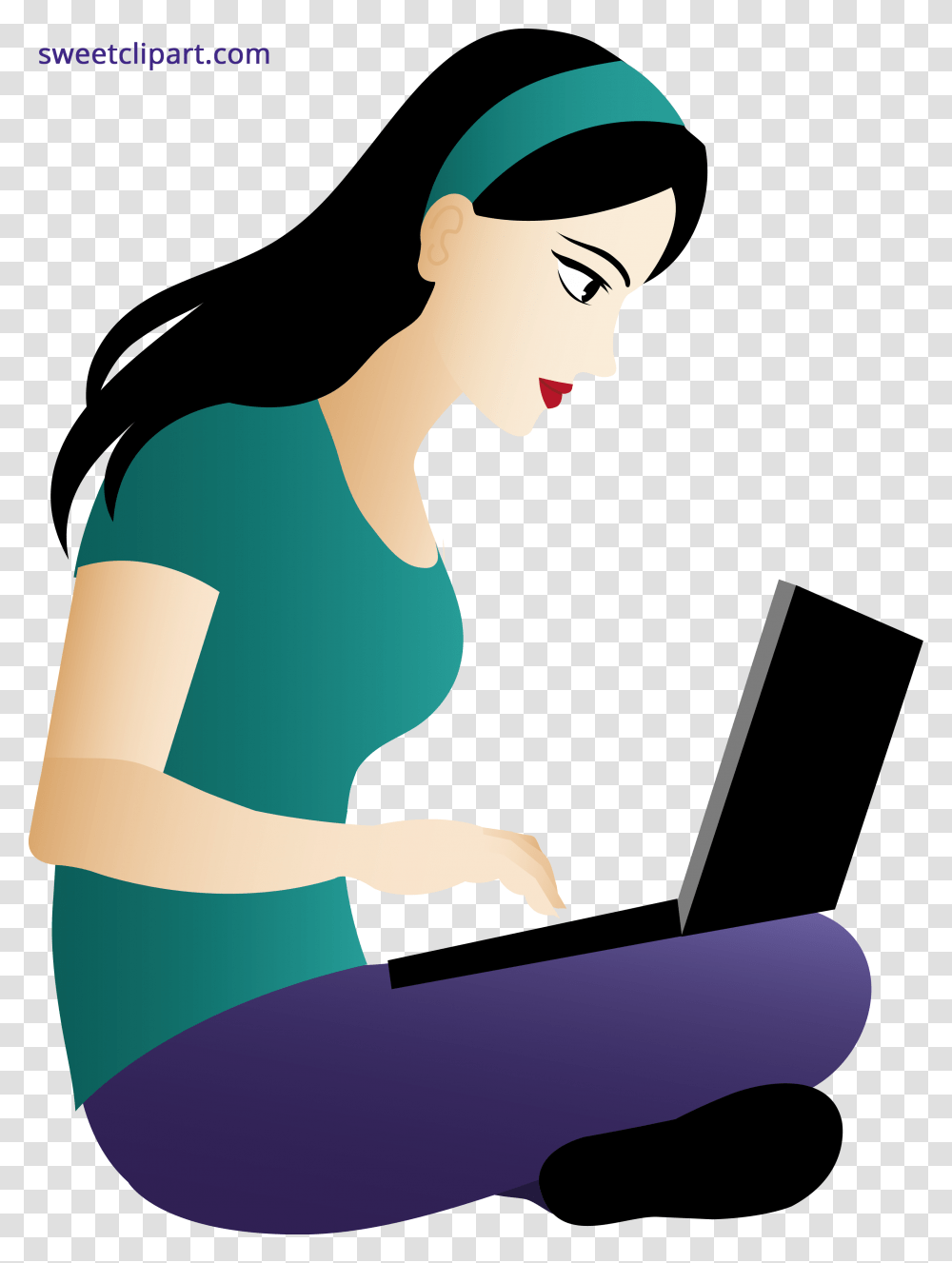 Woman Using Laptop Clipart, Luggage Transparent Png