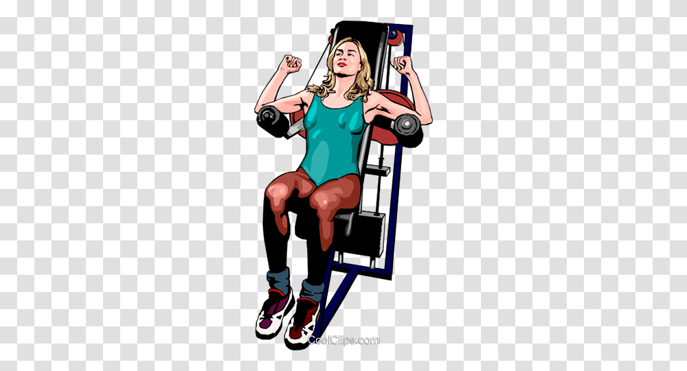 Woman Using Weight Machine Royalty Free Vector Clip Art, Person, Human, Sport, Sports Transparent Png
