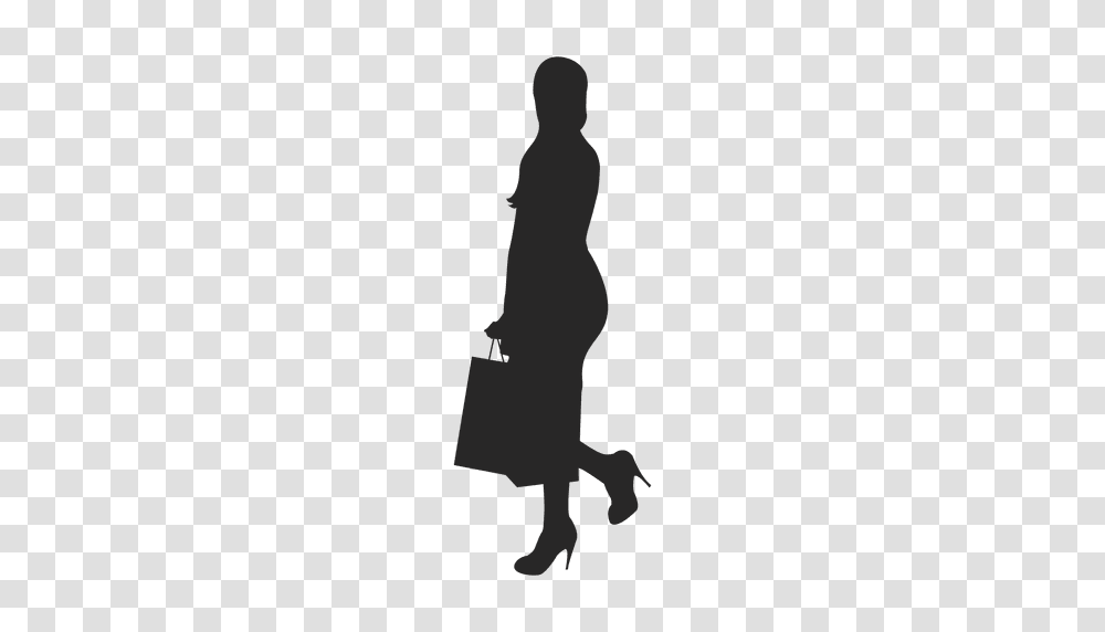 Woman Walking After Shopping, Person, Human, Silhouette, Bag Transparent Png