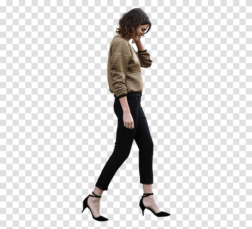 Woman Walking Cutout Casual, Person, Female, Sleeve Transparent Png