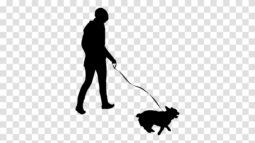 Woman Walking Dog Silhouette, Gray, World Of Warcraft Transparent Png