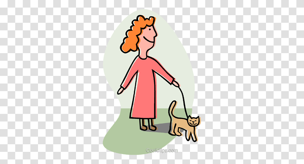 Woman Walking Her Cat Royalty Free Vector Clip Art Illustration, Doctor, Coat, Apparel Transparent Png