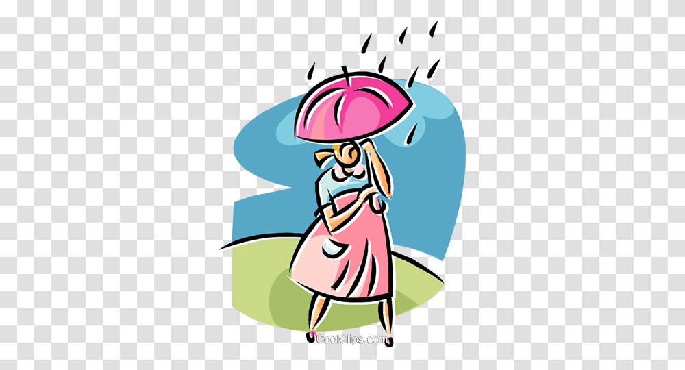 Woman Walking In The Rain Royalty Free Vector Clip Art, Book, Comics, Performer Transparent Png