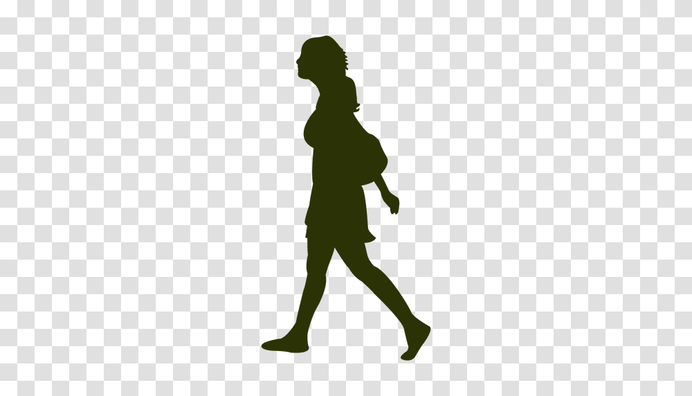 Woman Walking Silhouette, Person, Green, Sleeve Transparent Png