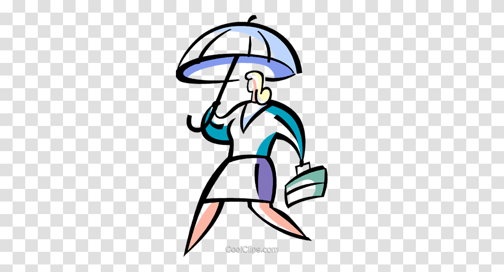 Woman Walking To Work With Umbrella Royalty Free Vector Clip Art, Drawing, Doodle, Performer Transparent Png