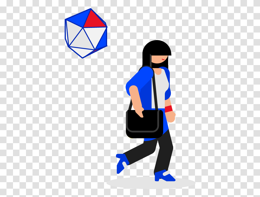 Woman Walking With A Hovering Polyhedron, Photography Transparent Png