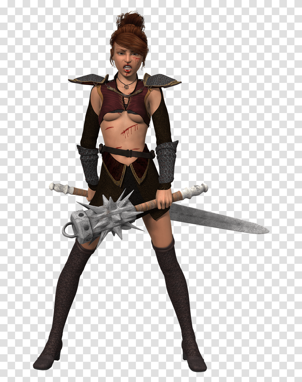 Woman Warrior Costume, Person, Weapon, Hat Transparent Png