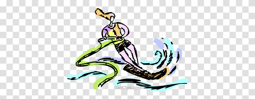 Woman Water Skiing Royalty Free Vector Clip Art Illustration, Transportation, Porcelain, Hydrofoil Transparent Png
