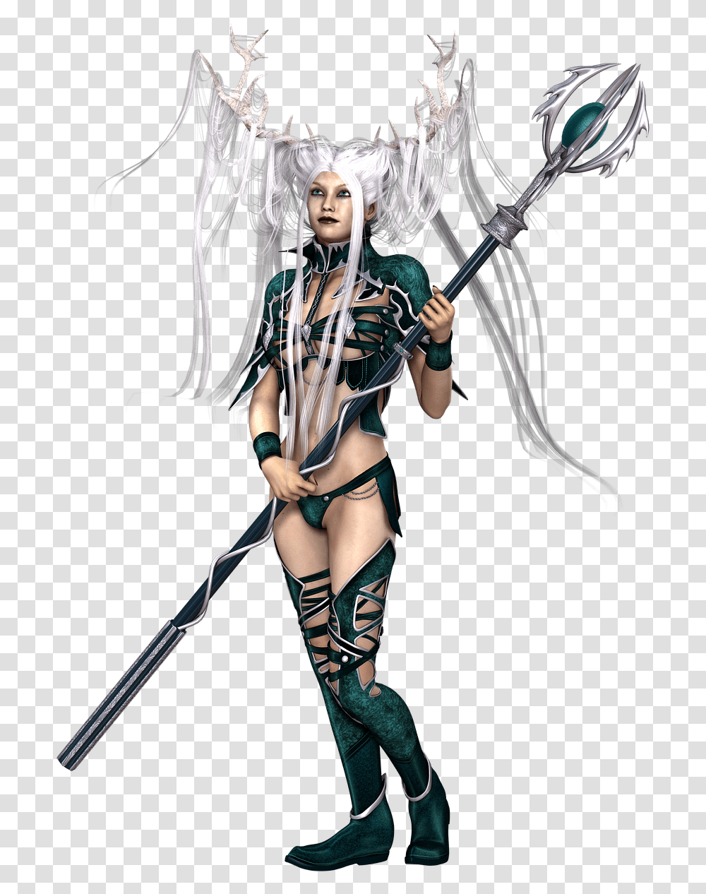 Woman White Reindeer Hairstyle Clip Arts Female Warrior, Person, Costume, Elf, Weapon Transparent Png