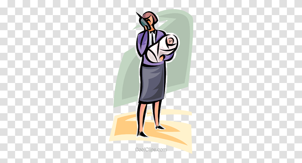 Woman With A Baby Talking On Cell Phone Royalty Free Vector Clip, Person, Poster, Advertisement, Performer Transparent Png