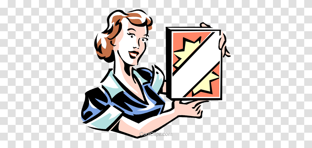 Woman With A Box Of Laundry Soap Royalty Free Vector Clip Art, Person, Label, Poster Transparent Png