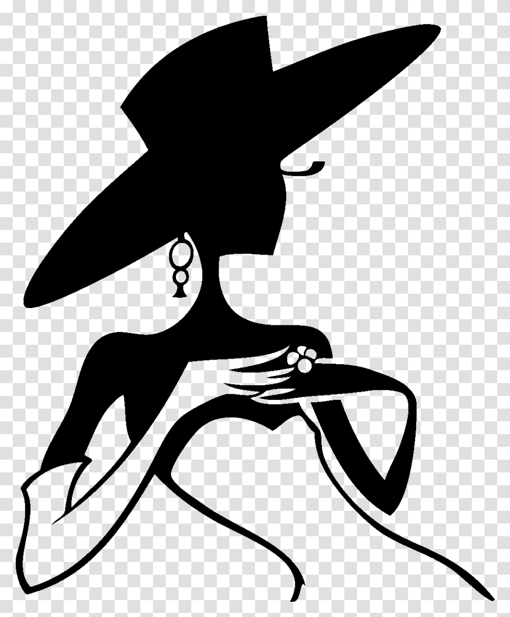 Woman With A Hat Silhouette Lady With Hat Silhouette, Nature, Outdoors, Night, Moon Transparent Png