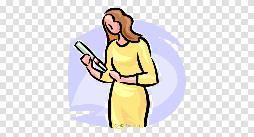 Woman With A Home Pregnancy Test Royalty Free Vector Clip Art, Hand-Held Computer, Electronics, Photography, Texting Transparent Png