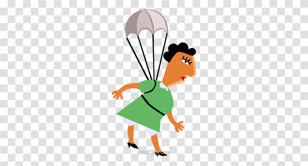 Woman With A Parachute Royalty Free Vector Clip Art Illustration, Green, Badminton, Sport, Leisure Activities Transparent Png