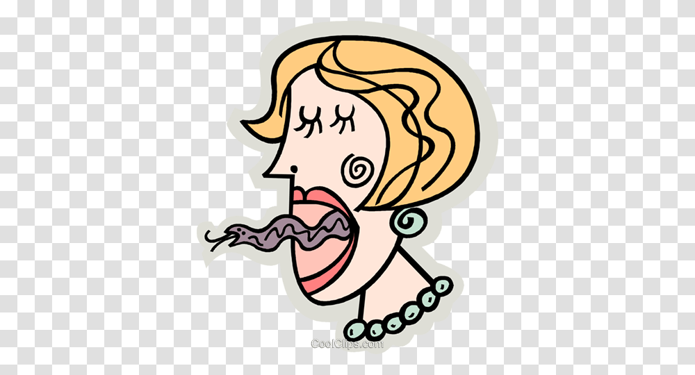 Woman With A Snake For A Tongue Royalty Free Vector Clip Art, Eating, Food, Ear Transparent Png