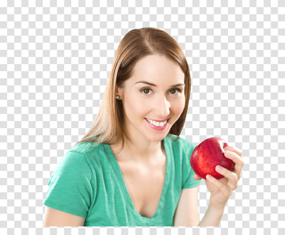 Woman With Apple Image, Fruit, Plant, Person, Human Transparent Png
