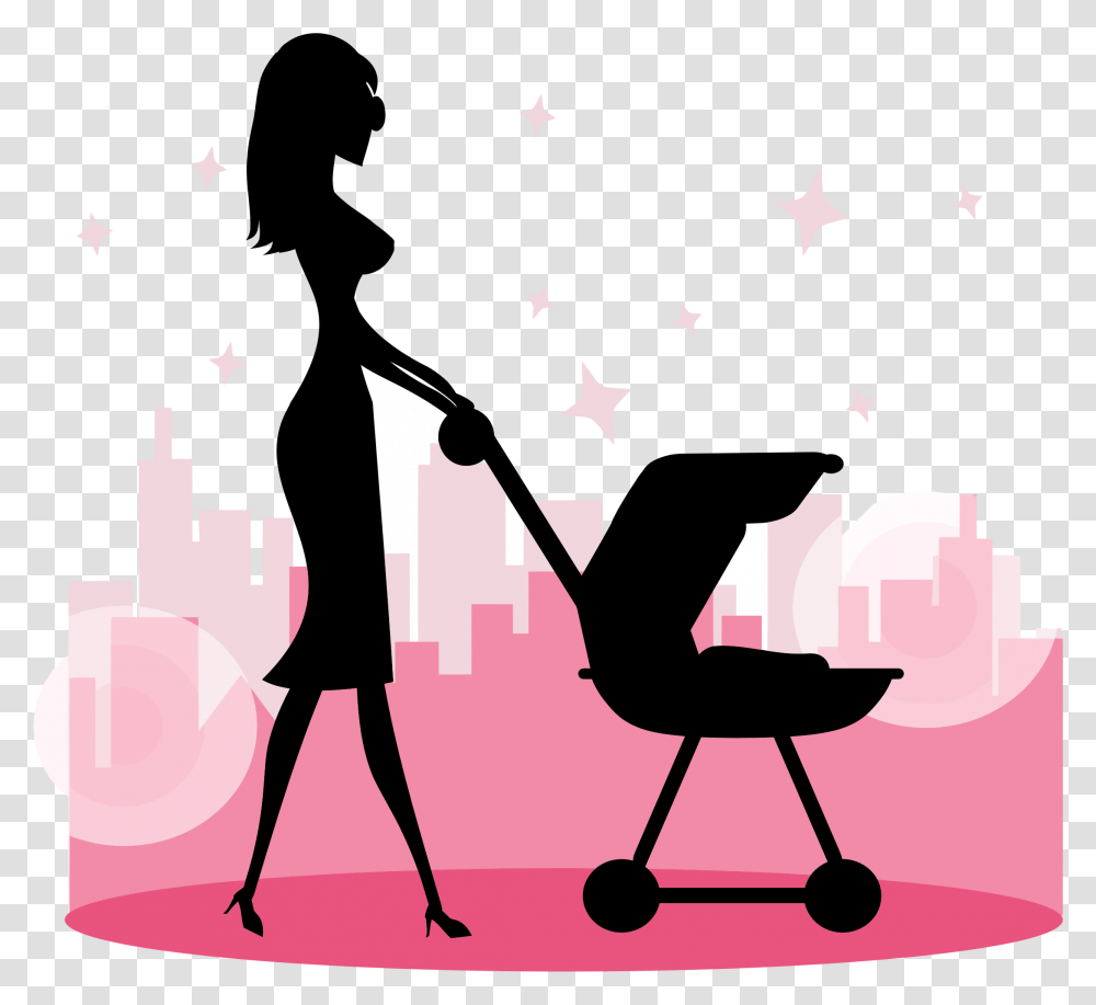 Woman With Baby Carriage Silhouette Clip Arts Clipart Woman With Baby, Paper, Person, Human, Bird Transparent Png