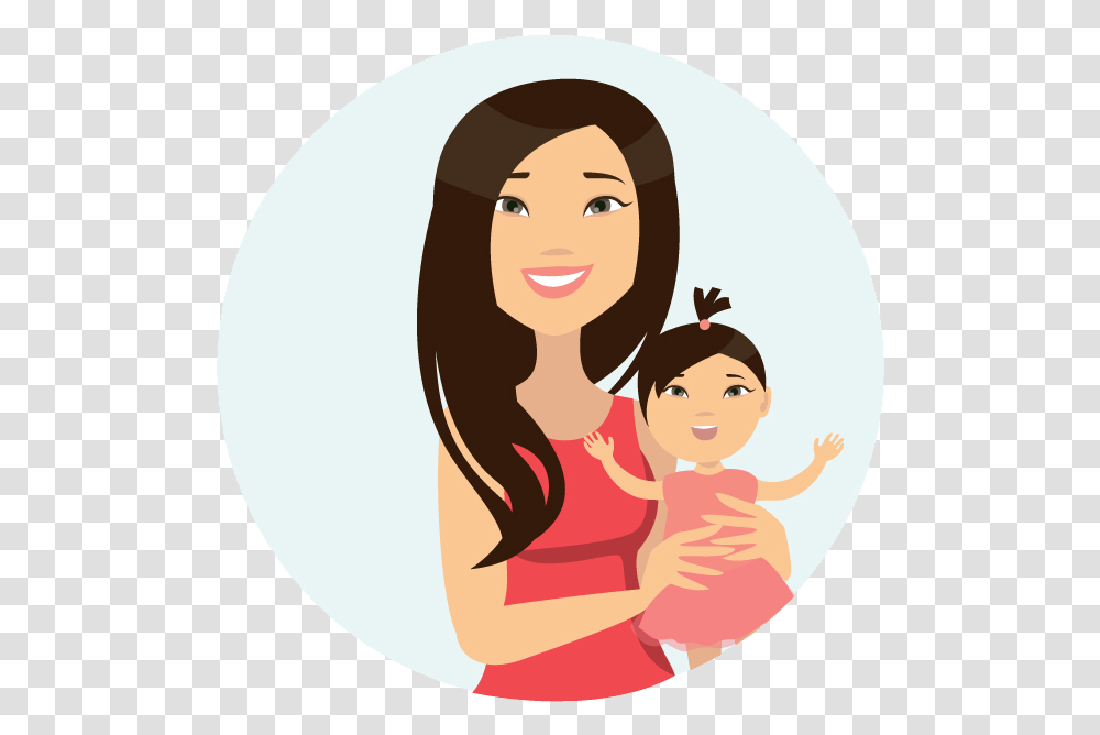 Woman With Baby Cartoon, Face, Person, Female, Smile Transparent Png