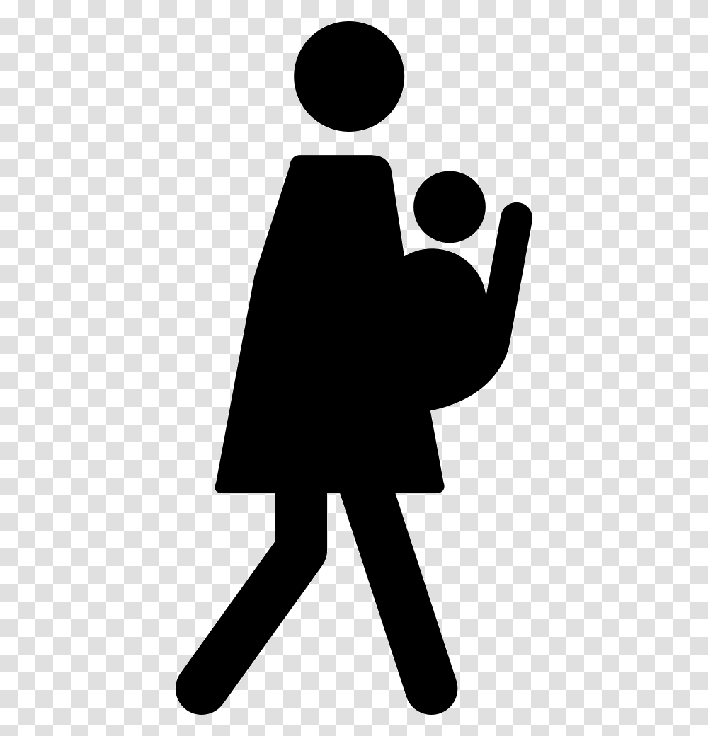 Woman With Baby Woman With Baby Icon, Silhouette, Hand, Stencil, Kneeling Transparent Png