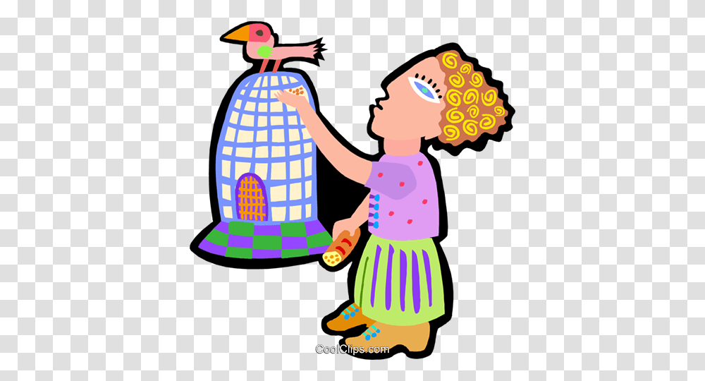 Woman With Bird On Cage Royalty Free Vector Clip Art Illustration, Person, People, Girl, Female Transparent Png