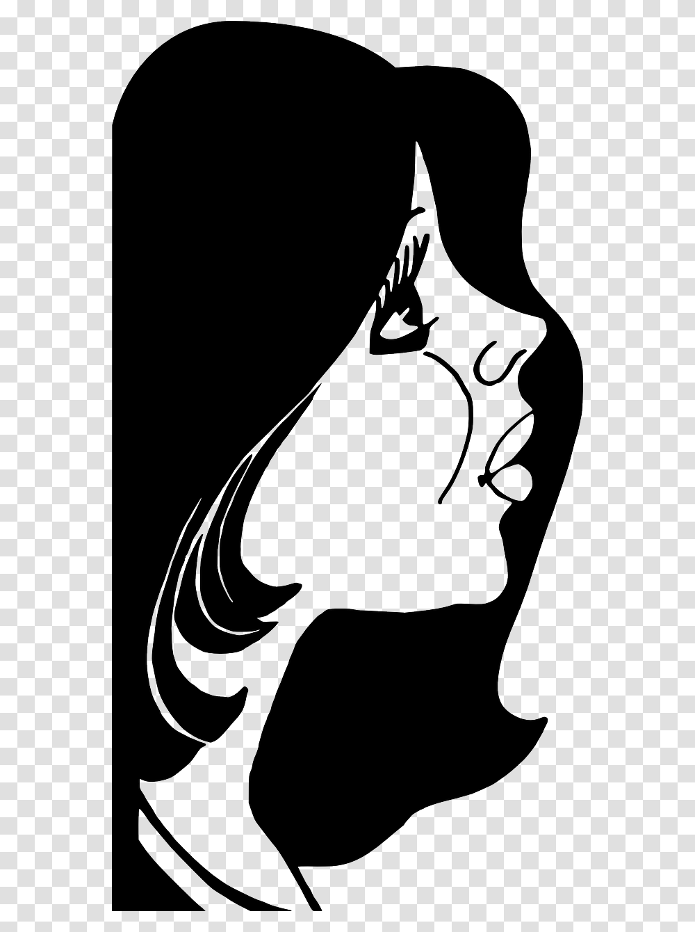 Woman With Black Hair Clip Art, Stencil, Person, Outdoors, Animal Transparent Png