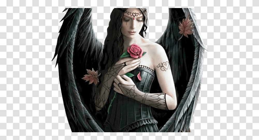 Woman With Black Wings, Person, Human, Angel Transparent Png