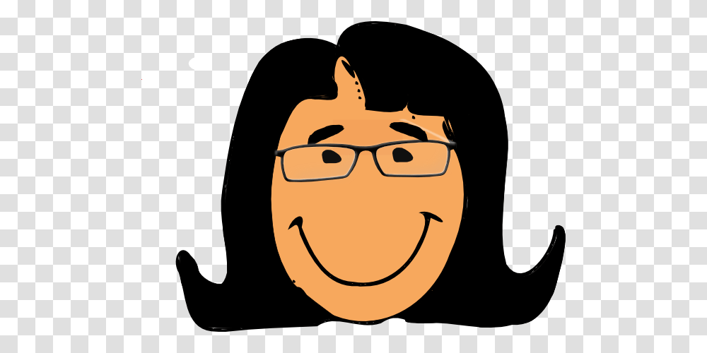 Woman With Glasses Black Hair Clip Art, Head, Label, Face Transparent Png