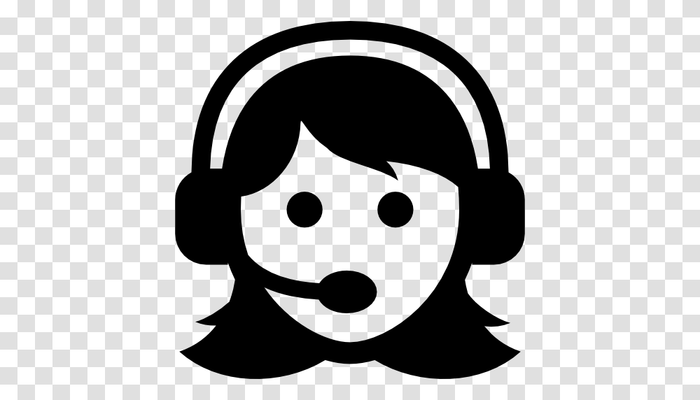 Woman With Headset, Stencil, Electronics, Headphones Transparent Png