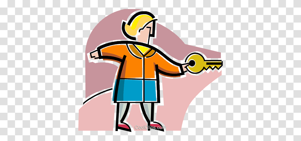 Woman With House Key Royalty Free Vector Clip Art Illustration, Apparel, Coat, Overcoat Transparent Png