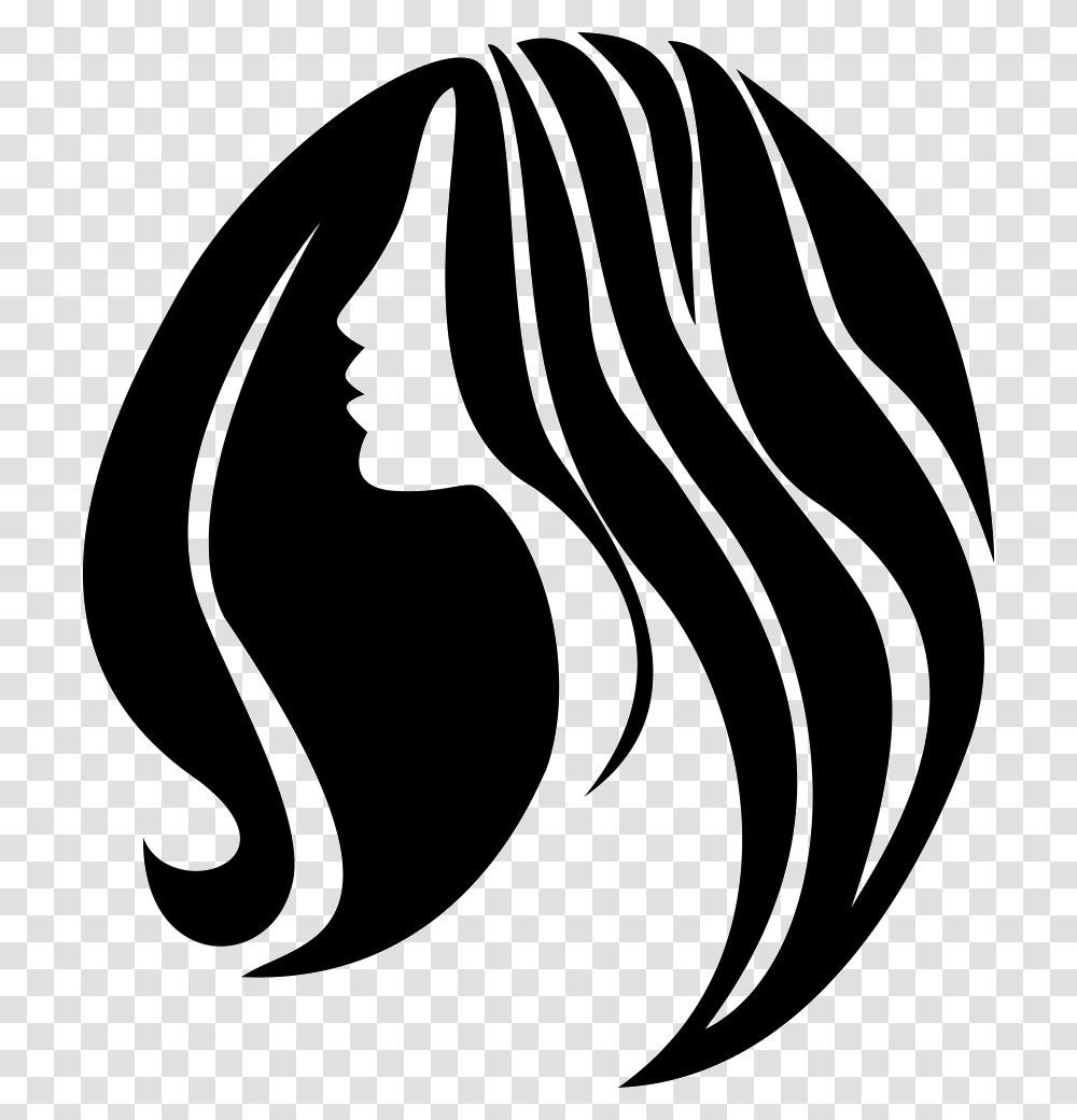 Woman With Long Hair Long Hair Icon, Stencil, Label Transparent Png