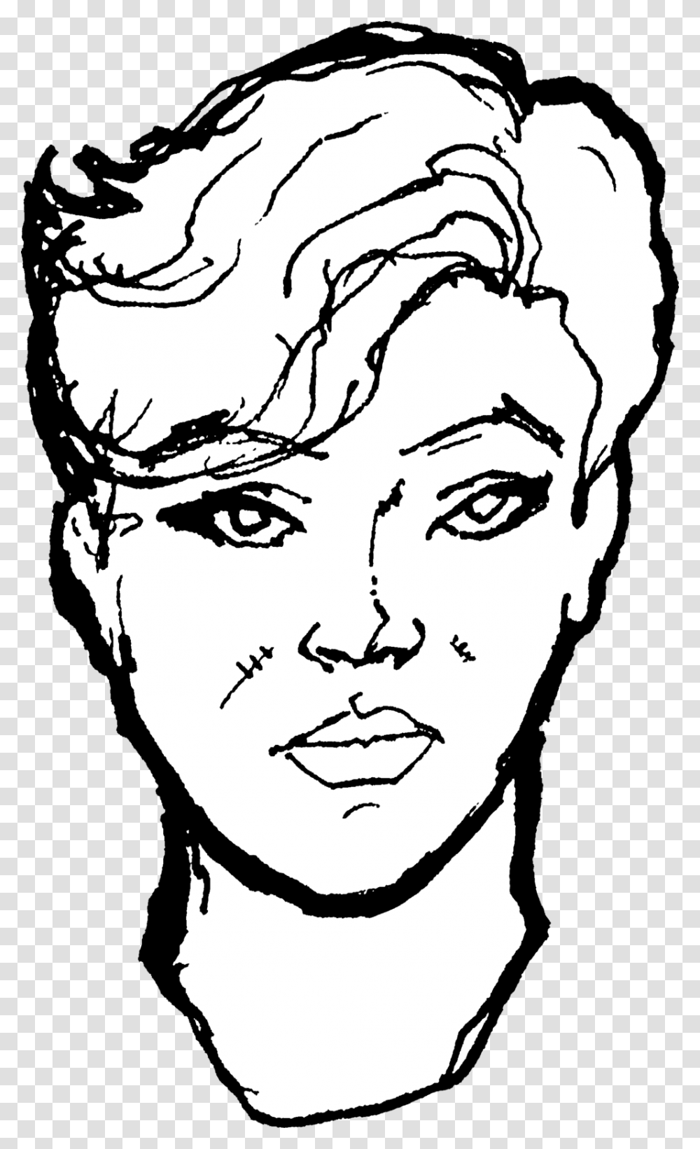 Woman With Short Hair Download Sketch, Face, Person, Human, Head Transparent Png