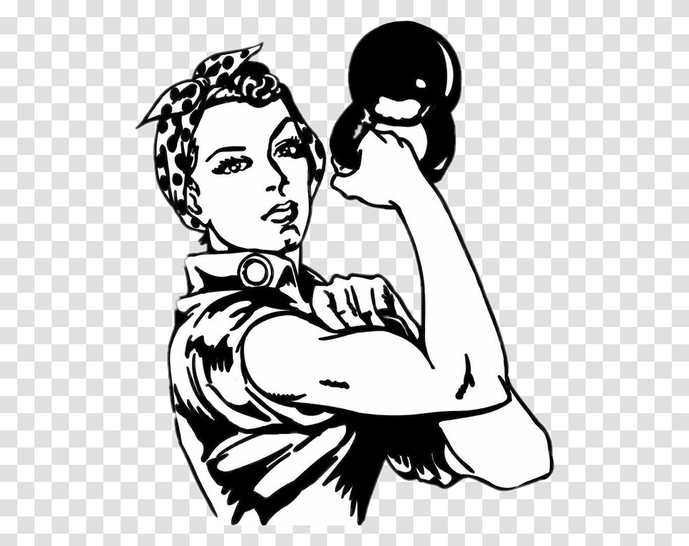 Woman Work Wecandoit Strong Strongwoman Tumblr Strong Woman Clipart Black And White, Hand, Person, Human, Drawing Transparent Png