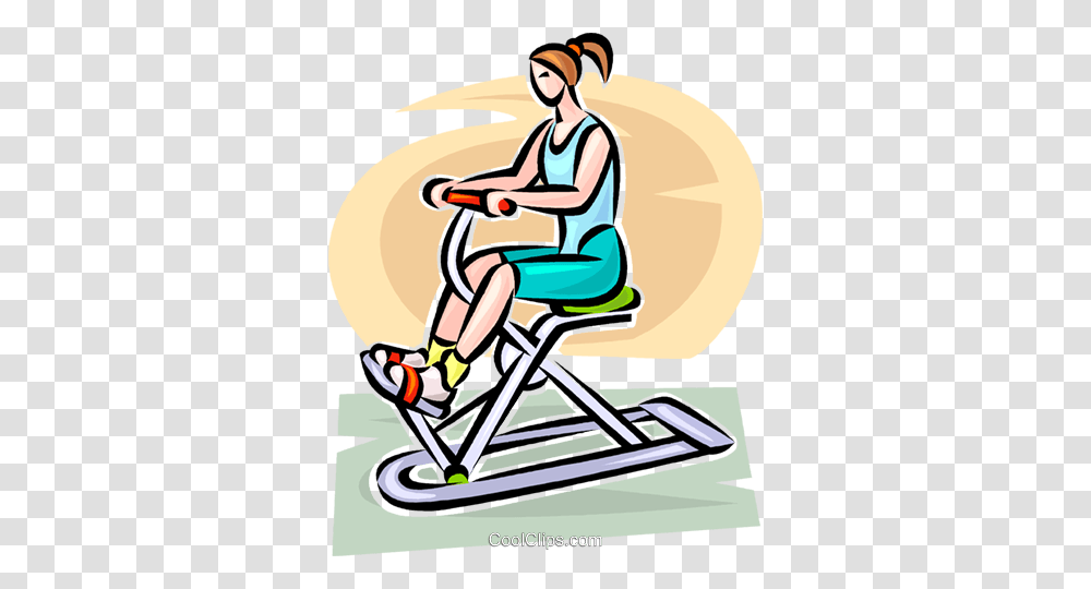 Woman Working On An Exercise Machine Royalty Free Vector Clip Art, Working Out, Sport, Sports, Fitness Transparent Png