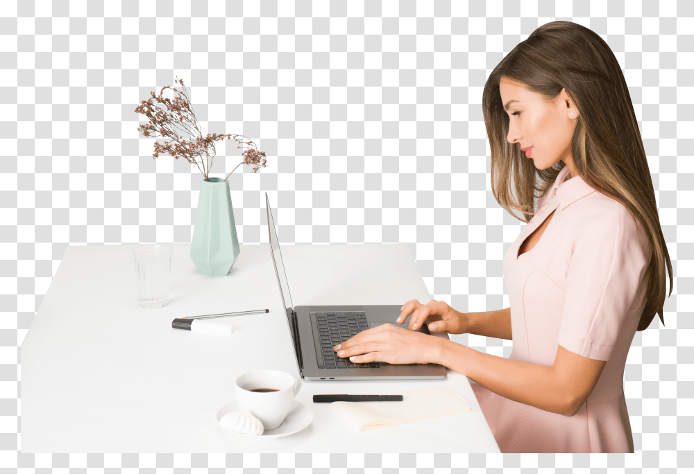 Woman Working On Laptop Online Consulting Transparent Png