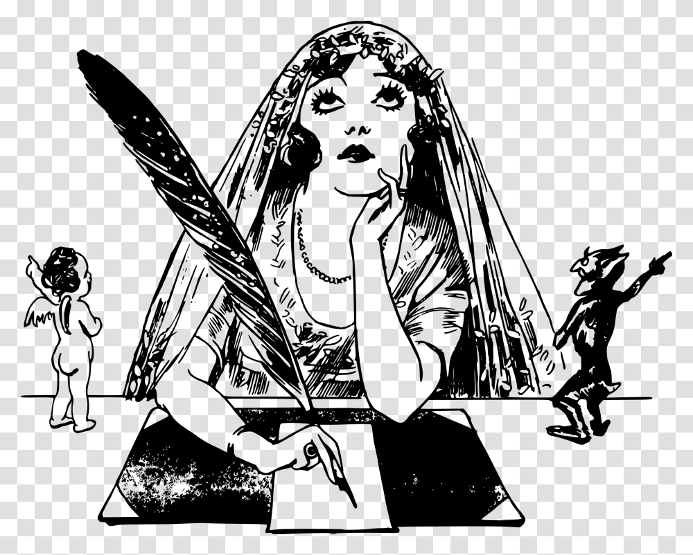 Woman Writer Drawing Download Cartoon Great Gatsby Myrtle, Gray, World Of Warcraft Transparent Png