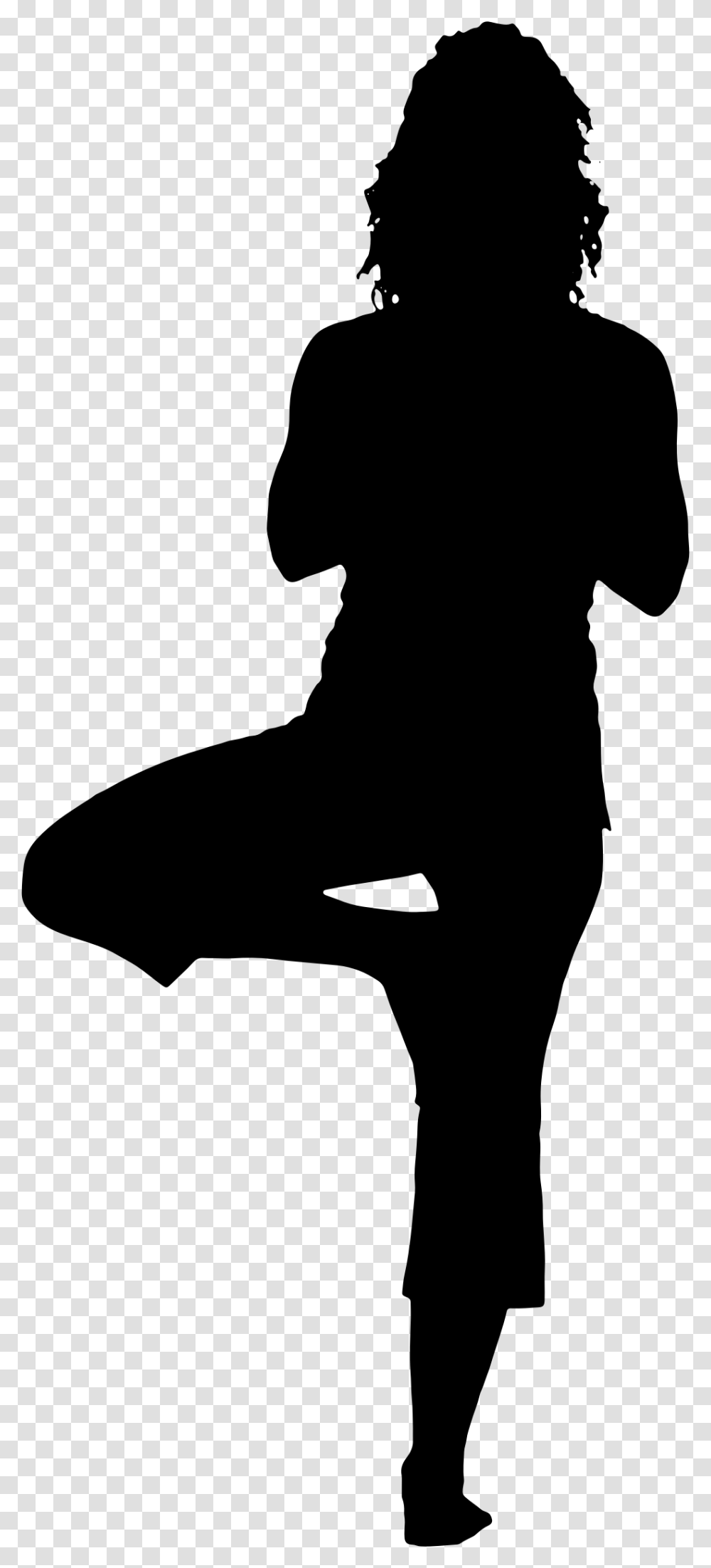 Woman Yoga Pose Silhouette Silhouette Of Tree Pose, Gray, World Of Warcraft Transparent Png