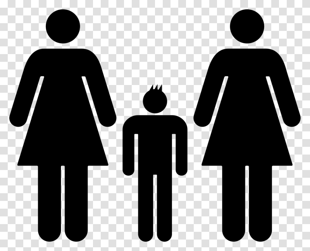 Women Couple With A Boy Ladies Only Toilet Sign, Hand, Crowd, Family Transparent Png