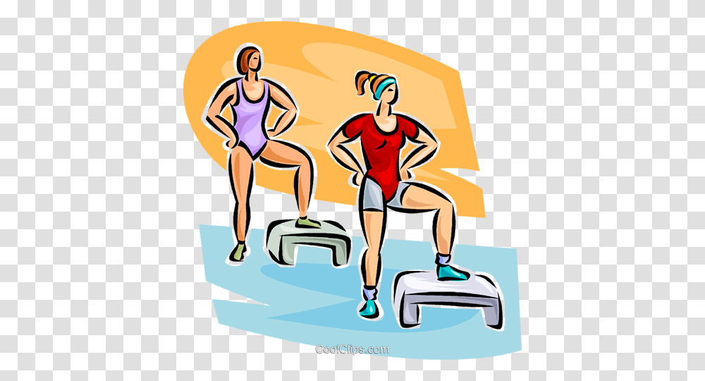 Women Doing Aerobics Royalty Free Vector Clip Art Illustration, Person, Working Out, Sport, Fitness Transparent Png