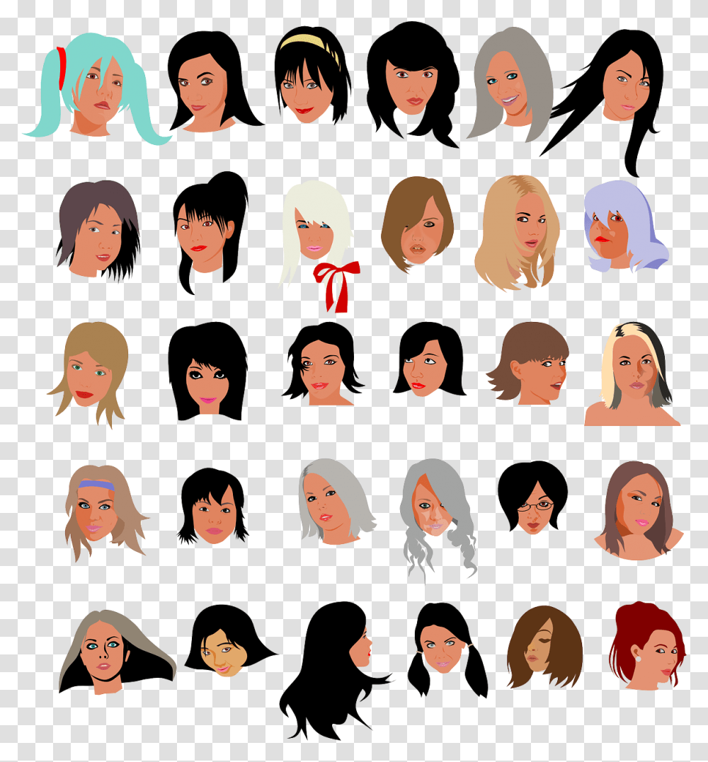 Women Faces Culture Free Picture Many Faces Clip Art, Head, Person, Hair, Bird Transparent Png