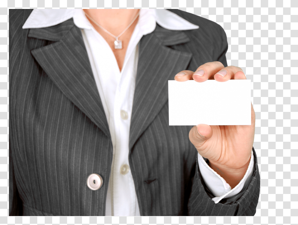 Women Holding Business Card Image, Person, Apparel, Blazer Transparent Png