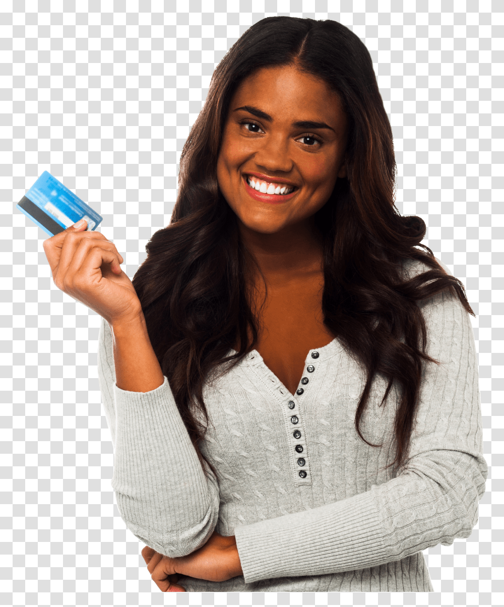 Women Holding Credit Card Transparent Png